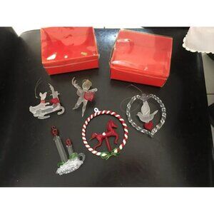 Vintage Christmas Ornaments  Glass Christmas Ornaments From Solid Brass Lot X5